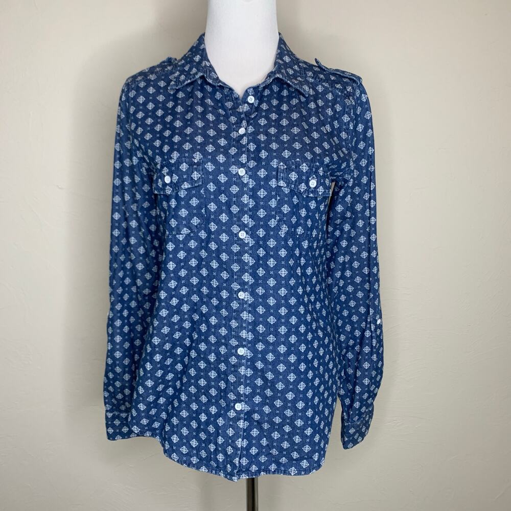 C&C California Blue Print Chambray Shirt XS